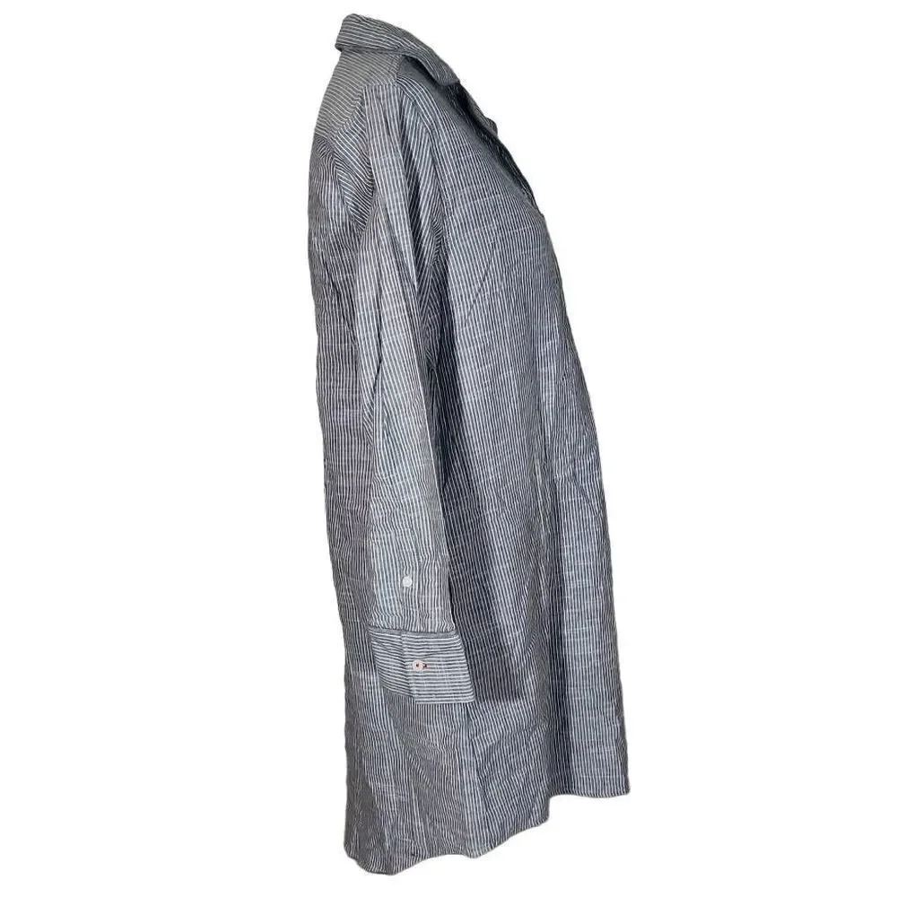 Levi Strauss & Co Women's Size Medium Dark Chambray White Striped Pajama Shirt